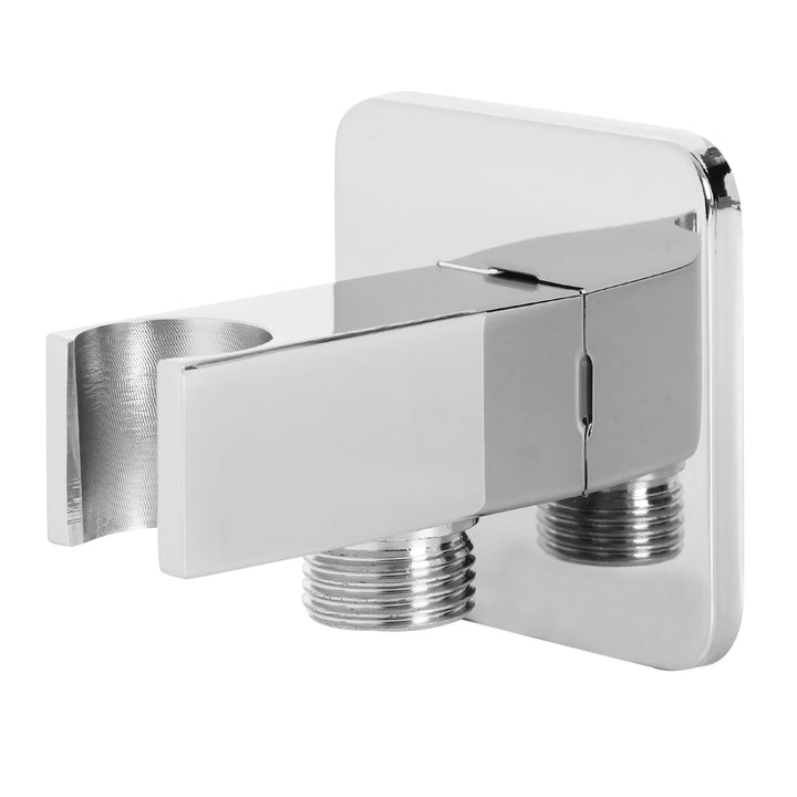 Wandanschlussbogen mit Brausehalter, Handbrausehalter mit 1/2" Wandanschlussbogen, Chrom Schlauchans