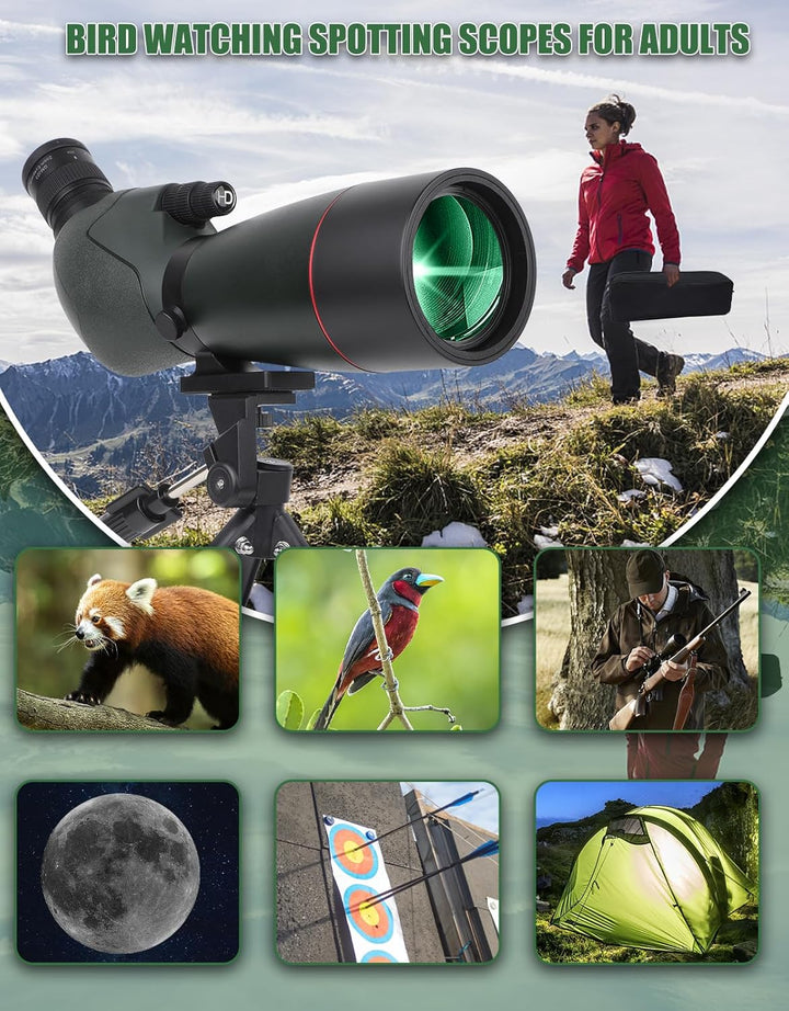 25-75x70 HD Spektiv Sportschützen mit Stativ- und Smartphone-Adapter, Zoom Bak4 Prism FMC Lens 45-Gr