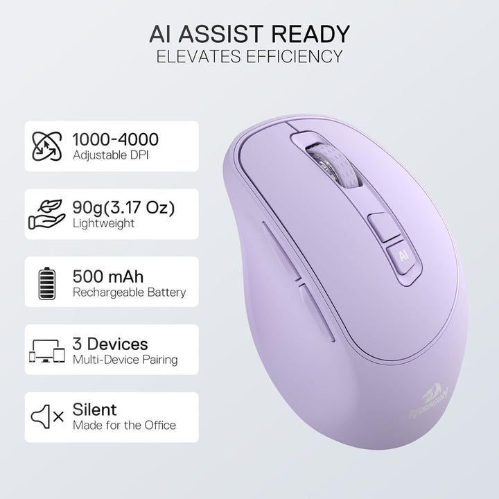Redragon BM4195 AI Smart Wireless Maus, 2.4G & BT Computer Büromaus, Übersetzung & Sprachschreibung,