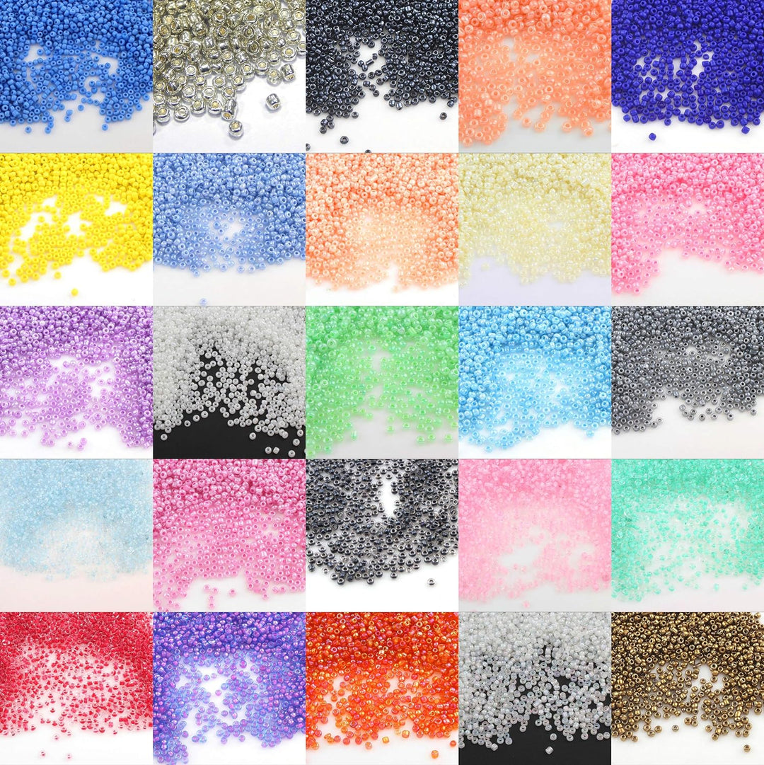 75 Farben Rocailles 2mm Perlen Set 75 Pack 75 Farben 1,5 Kilo Glasperlen Rund 11/0 100000stk POSTEN