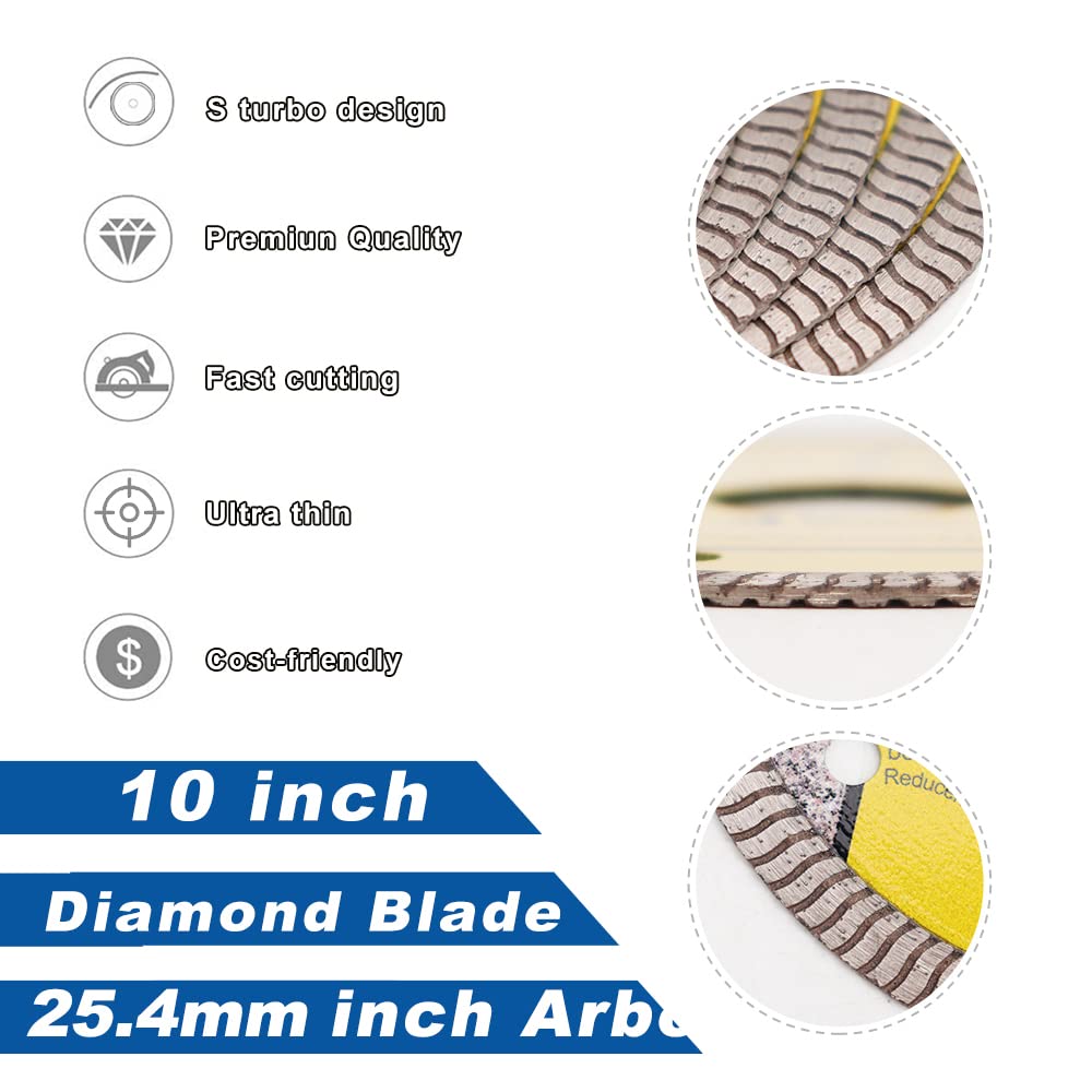 HIGHDRIL Diamant Trennscheibe 250mm Super Dünne Schneiden für Beton,Granit,Naturstein,Ziegel,Trocken