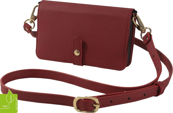 KMP GreenNu Wallet Prime (mit Handschlaufe und Schulterträger) passend für iPhone XR - Cherry red -