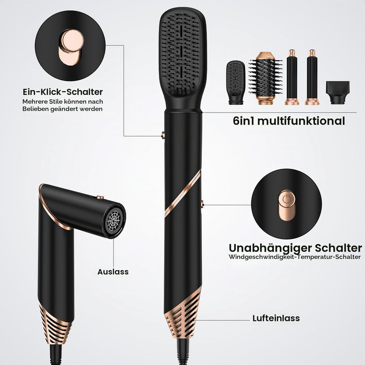 Airstyler 5 in 1 Hairstyler Haarstyler Ionen Föhn Luft Lockenstab Magic Styler Warmluftbürste Föhnbü
