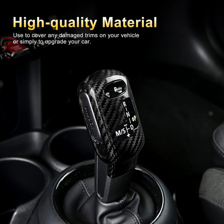 KUNGKIC Kohlefaser Auto-Schaltknauf-Abdeckung Schalthebelknauf Aufkleber Compatible with Mini Cooper