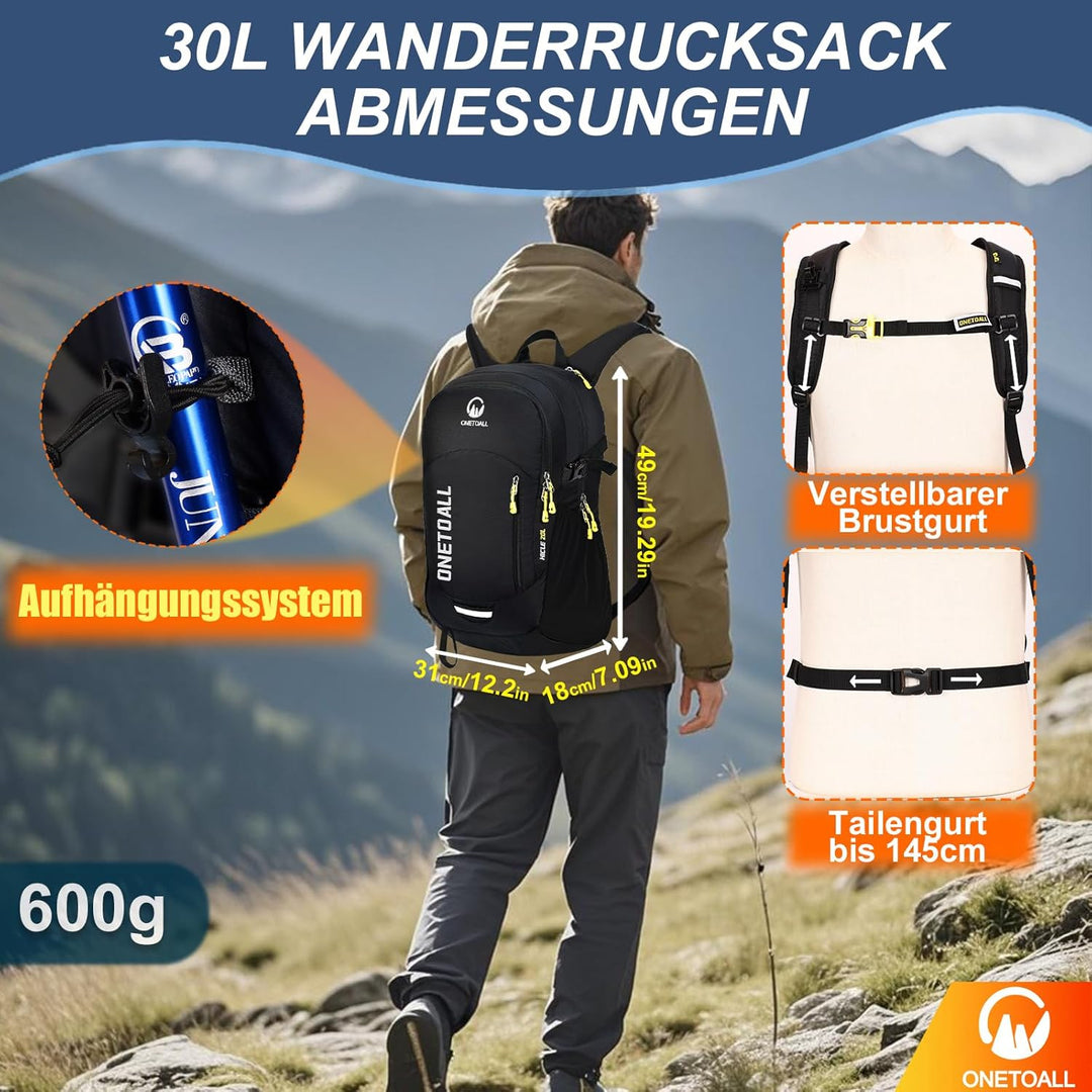 Wanderrucksack Damen, Diebstahlsicherer Tagesrucksack Damen, Wasserdichter Fahrrad Rucksack mit Rück