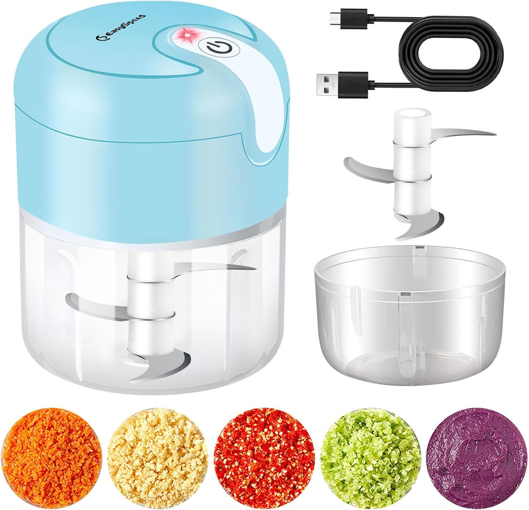 EASYSPEED Zerkleinerer Elektrisch Mini, 250ml, Gemüsezerkleinerer, USB Type-C Aufladung, Tragbar Zer
