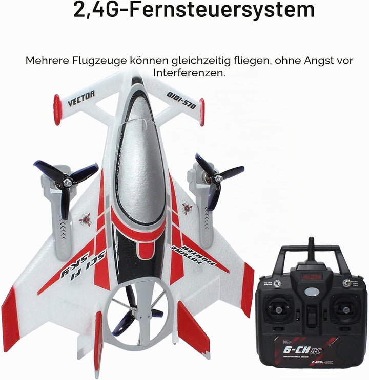 FLYCOLOR QIDI 570 RC Flugzeug 2,4 GHz 6CH RC Segelflugzeug Festflügelflugzeug 3 Flugmodelle Bürstenl