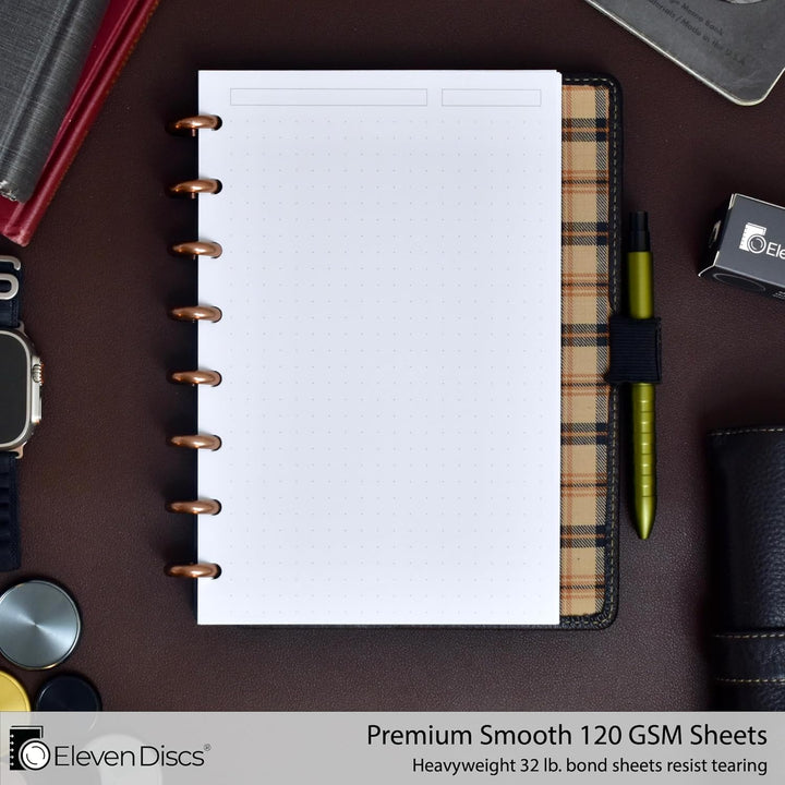 Eleven Discs Discbound Paper, Junior Size Dot Grid Sheets - Premium 120gsm Heavyweight Notebook & Pl