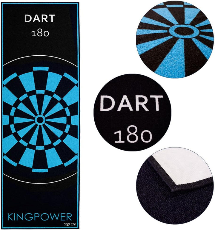 Kingpower Dartteppich mit Abwurflinie, Dart Zubehör mit Motiv, Dartmatte mit Oche, pflegeleichter Te