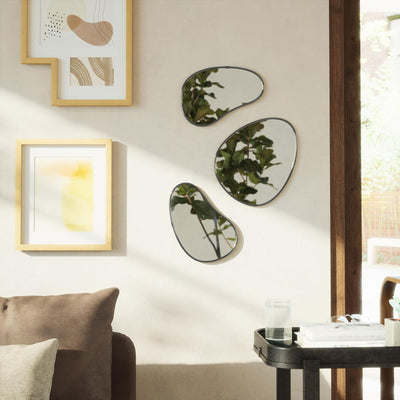 Umbra Hubba Pebble Wandspiegel Set, Moderne Design Spiegel mit Organischer Form, 3er-Set, Titan Tita