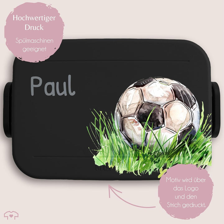 Kinder Bento Box Midi Mepal Bentobox - Personalisierbare Brotdose für Jungs mit Fussball Motiv | Lun