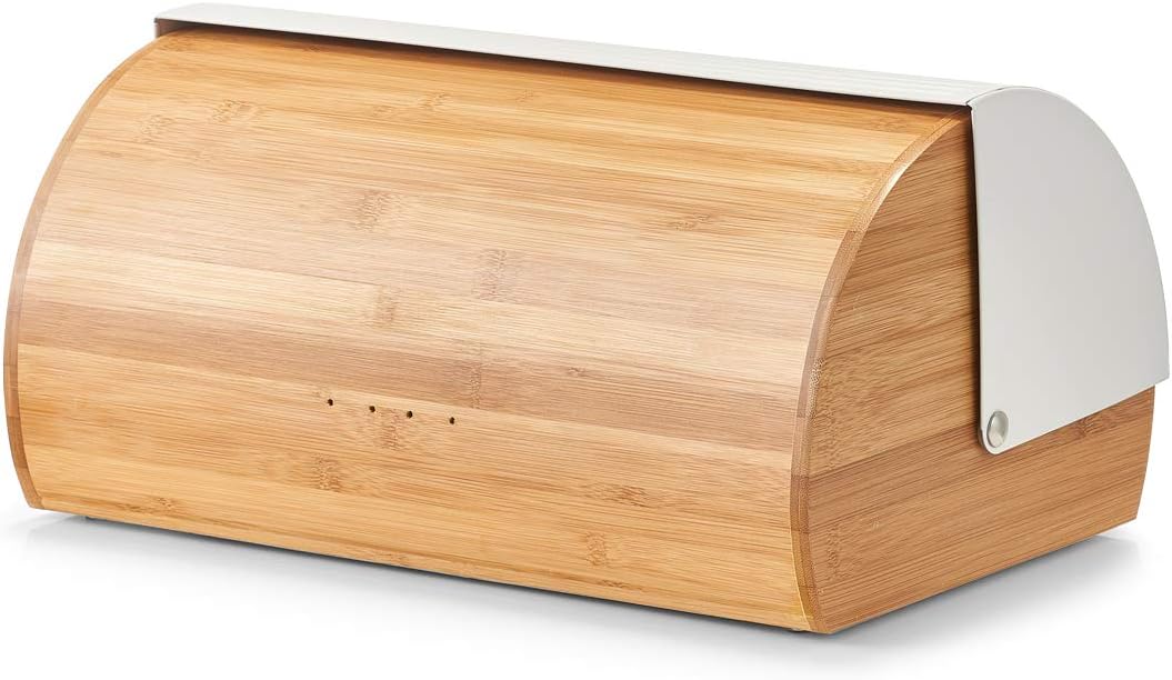 Zeller 25366 Brotkasten, Bamboo/Metall, weiss, ca. 39 x 27 x 19 cm, Brotaufbewahrung, Trendige weiss