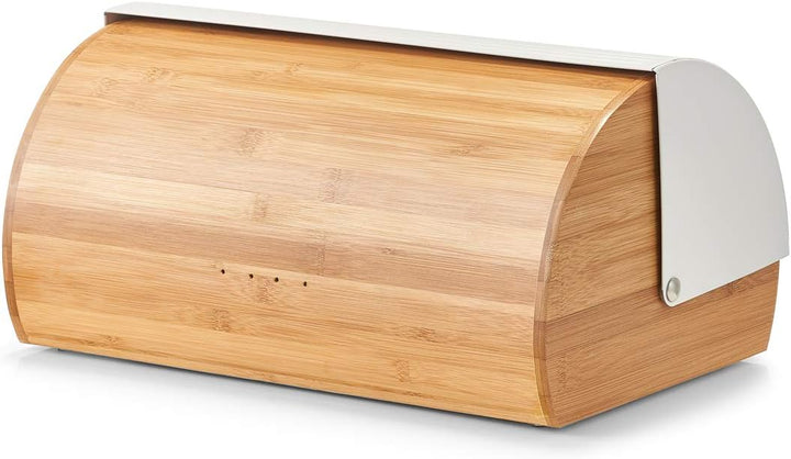 Zeller 25366 Brotkasten, Bamboo/Metall, weiss, ca. 39 x 27 x 19 cm, Brotaufbewahrung, Trendige weiss