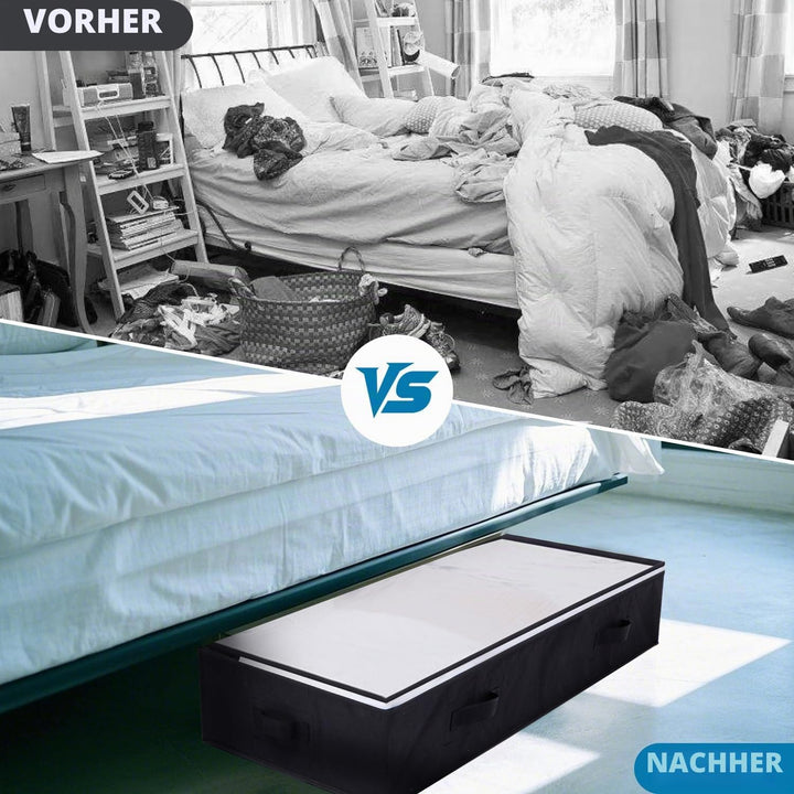 AIOR 6 Stück 90L Unterbettkommode mit Sichtfenster, Faltbare Unterbett-Aufbewahrungstasche Kleiderau