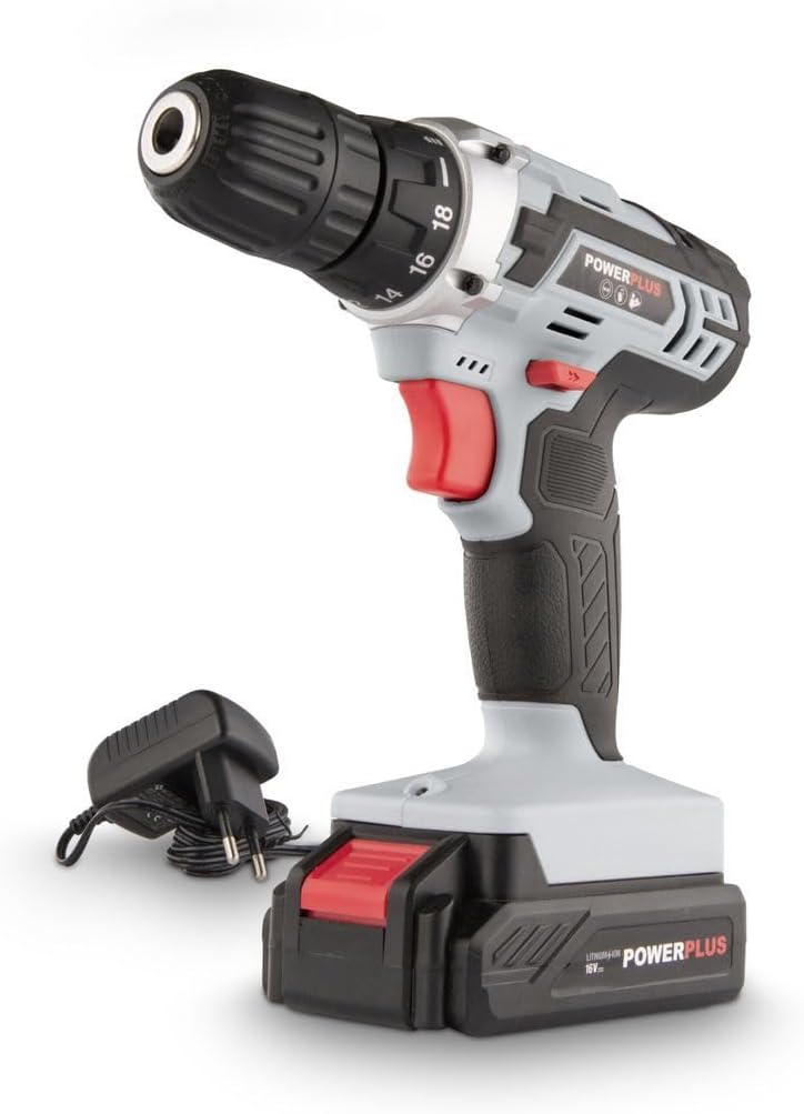Powerplus Akkuschrauber & Akkubohrer POWC1061 - Akku Schraubendreher 16V, Inkl. 1 x 1,3Ah Akku und L