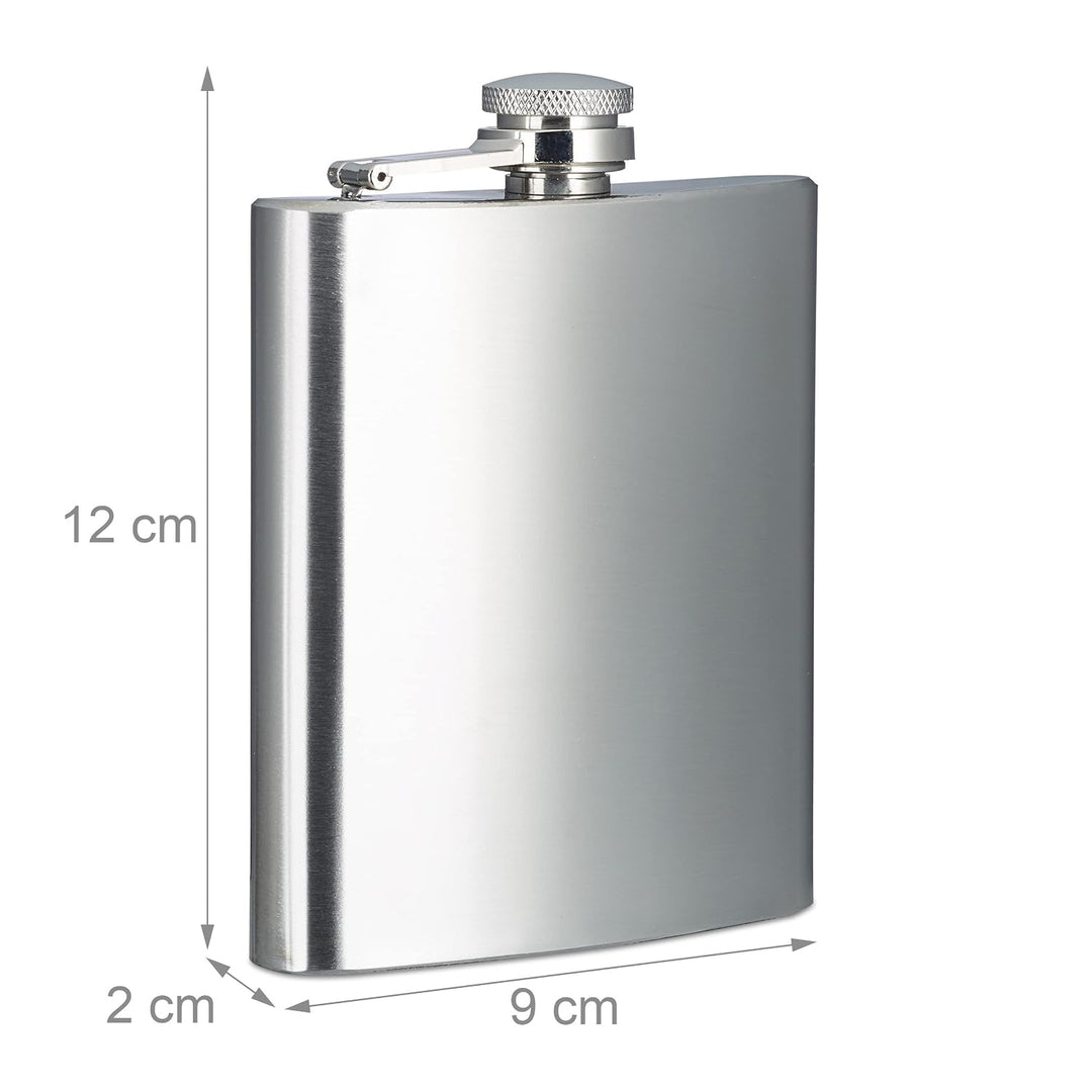 4x Flachmann 200 ml, 2 Taschenflaschen mit Kunstleder Hülle, 2 kleine Flachmänner aus Edelstahl, für