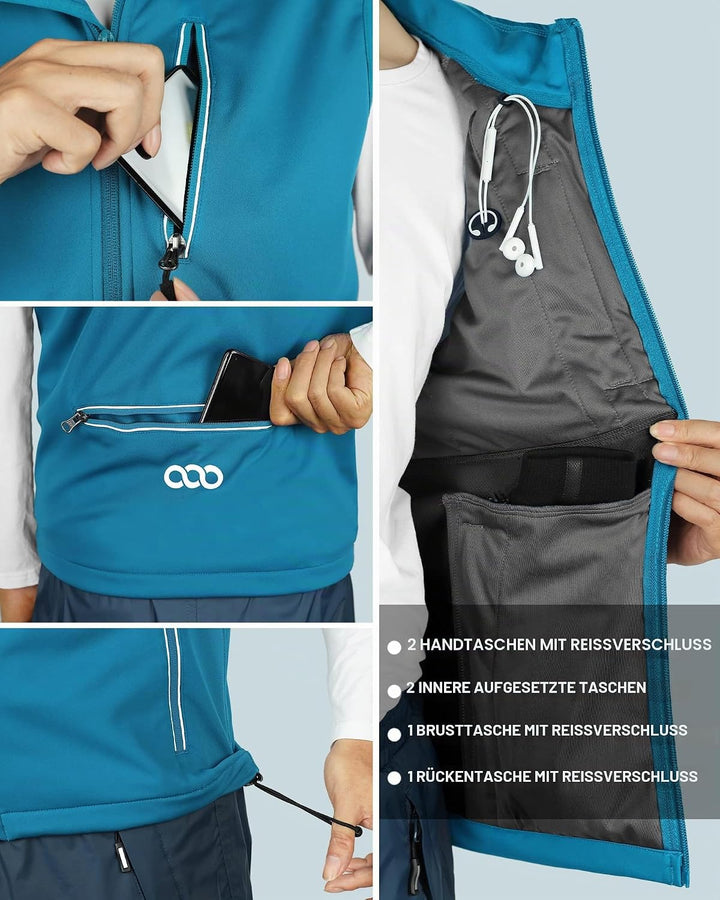 33,000ft Leichte Softshell Weste für Herren, Wasserdichte Winddichte Laufweste, Atmungsaktive Vest G