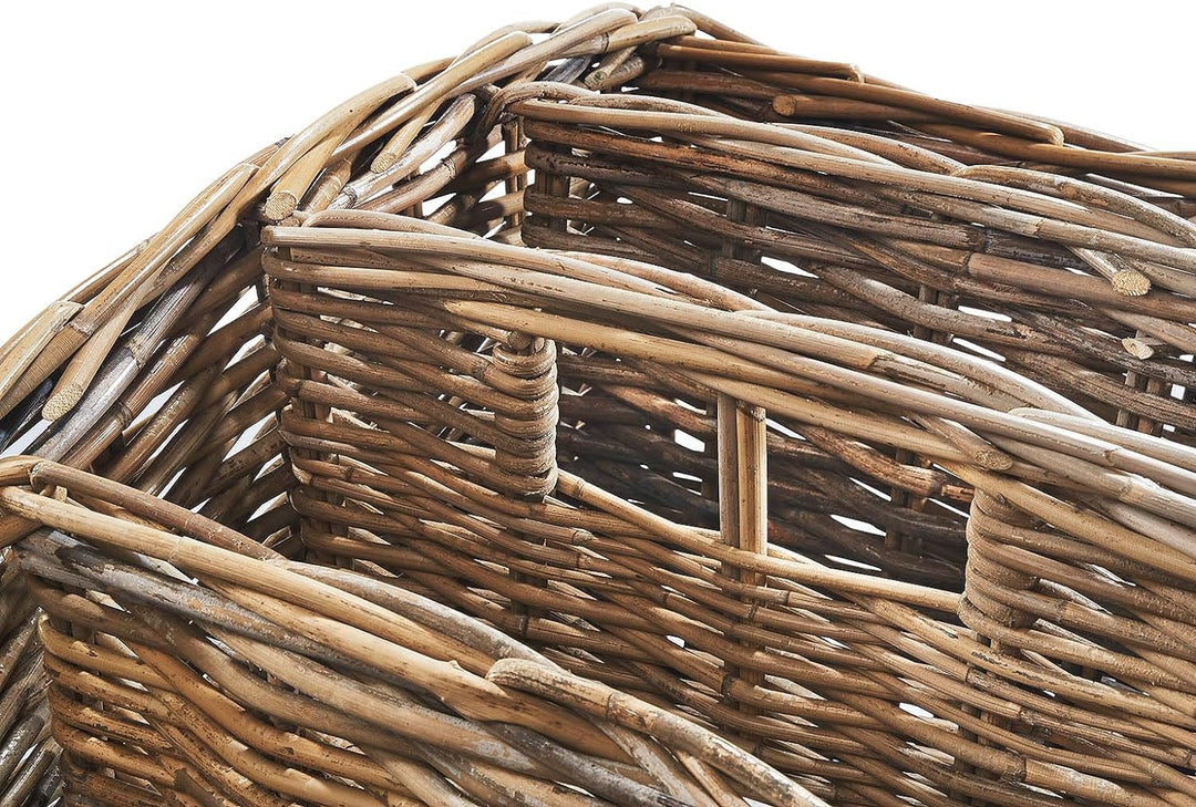 Kobolo Zeitungsständer Magazinsammler Zeitschriftenkorb aus Rattan - kubu Grey - 4 Fächer