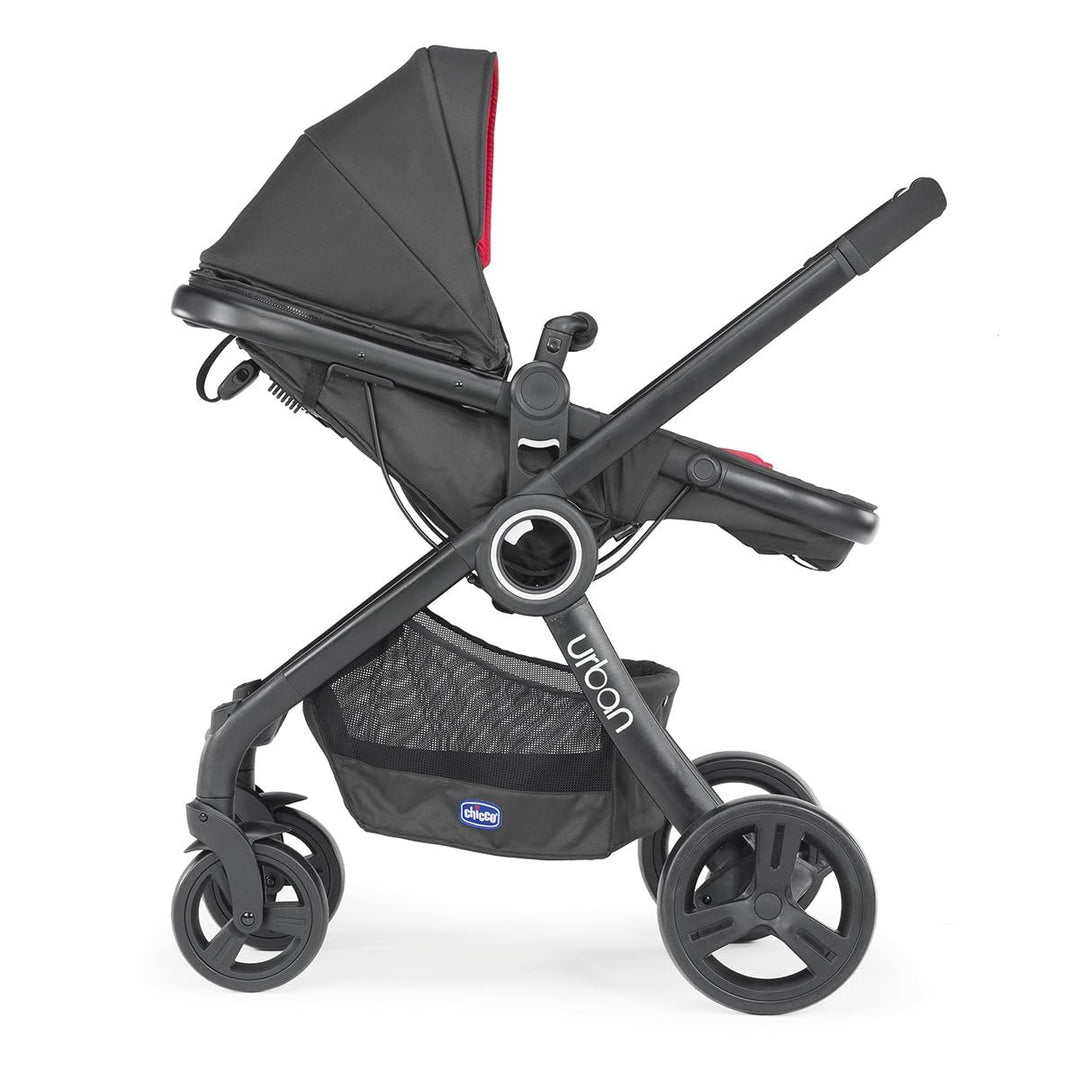 Chicco 06079418950000 Urban Plus Gestell mit Halbfester Babyschale inklusiv Regenschutz, Frontbügel,