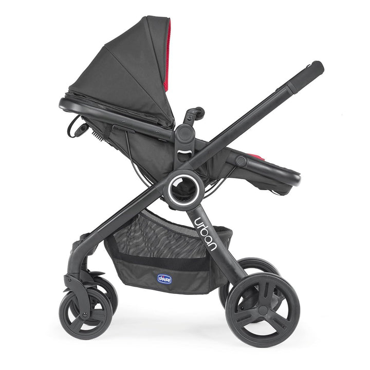 Chicco 06079418950000 Urban Plus Gestell mit Halbfester Babyschale inklusiv Regenschutz, Frontbügel,