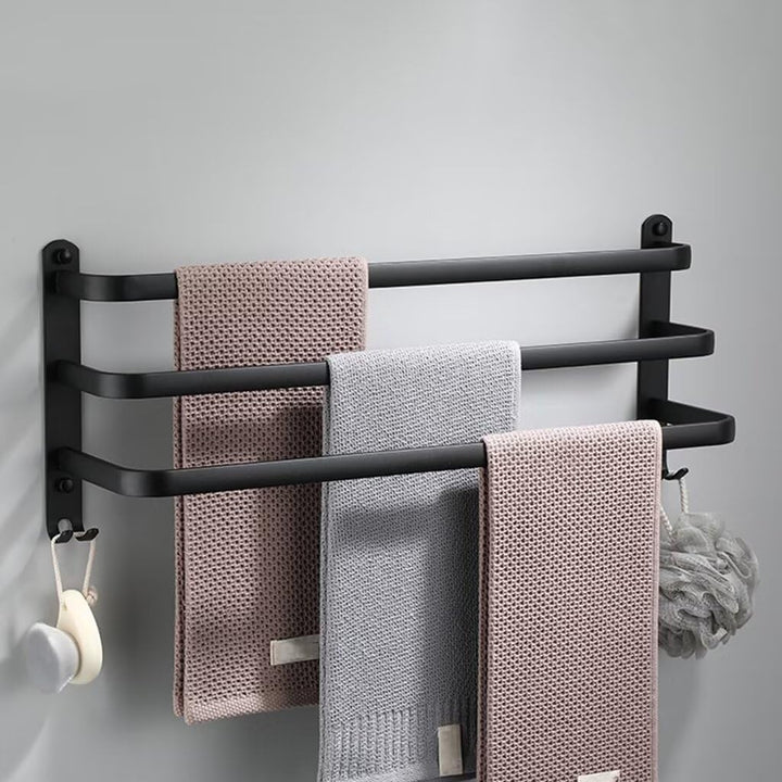 Handtuchhalter Ohne Bohren Schwarz Handtuchstange Wand zum Kleben für Bad Küche Badetuchhalter Alumi