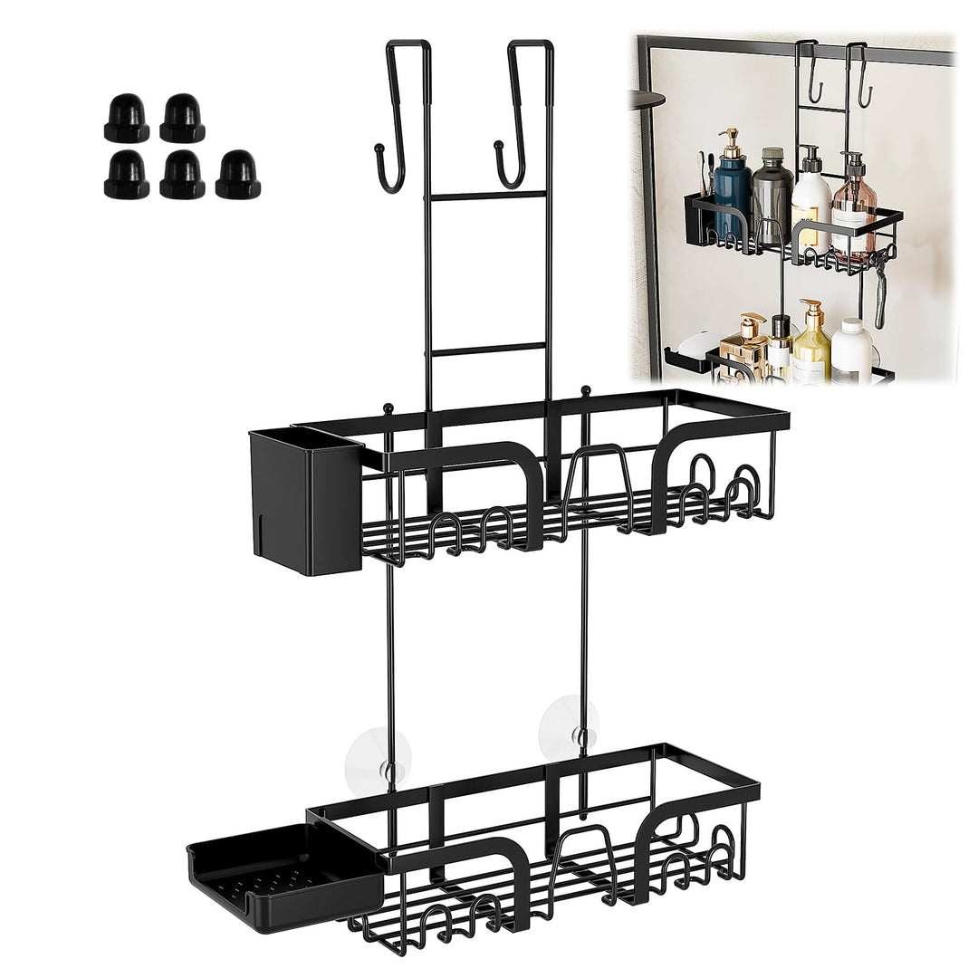 Duschregal Zum Hängen, Schwarz Duschablage ohne Bohren, Shampoo und Duschgel Halter Duschregal, für