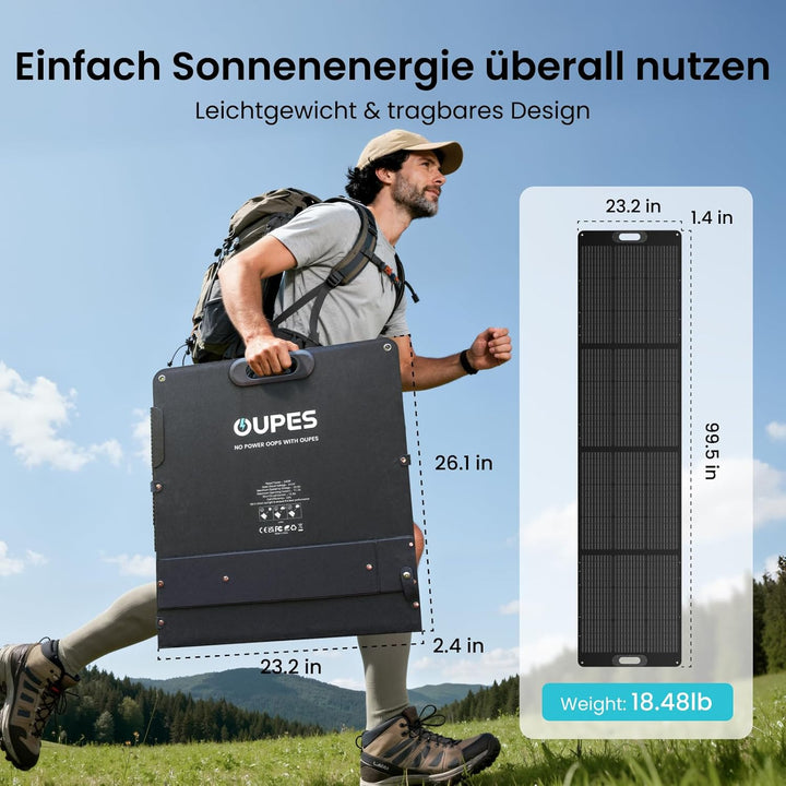 OUPES 240W Tragbares Solarpanel, Faltbares Solarmodul mit Kickstand, 23% Umwandlungswirkungsgrad, MC