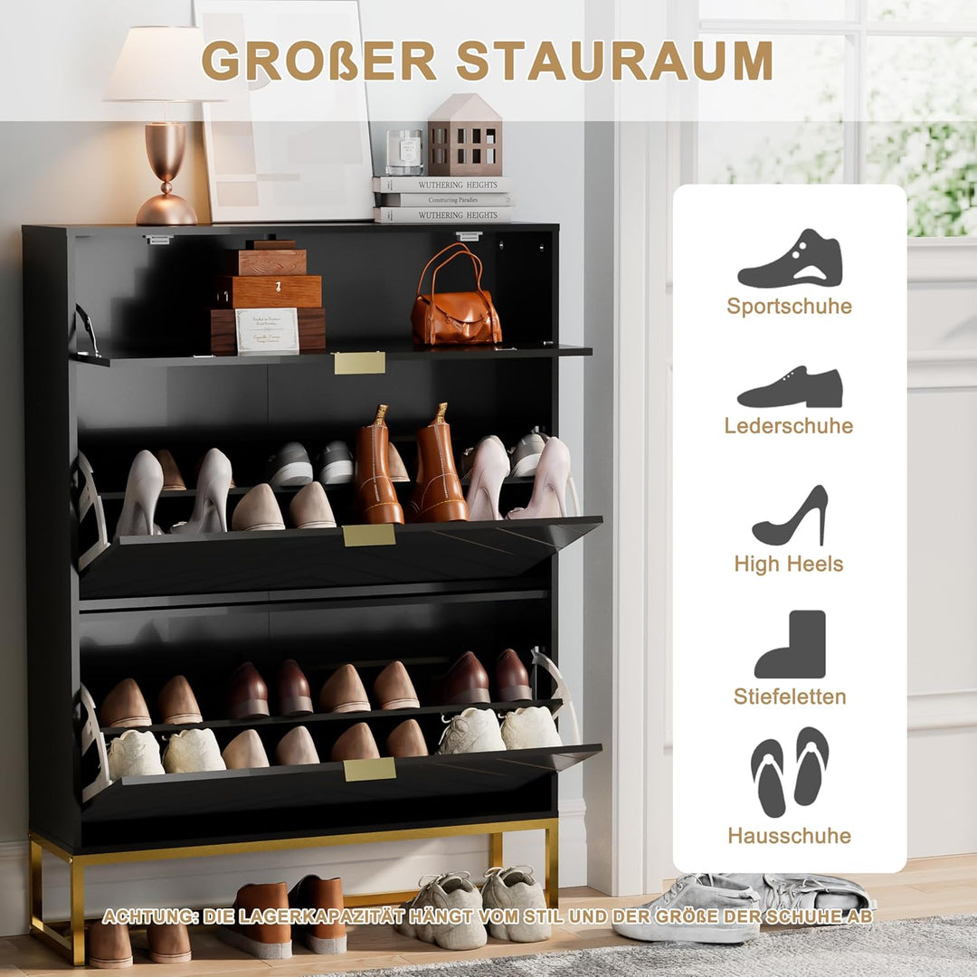 UEV Schuhschrank mit 2 Klappen und 1 Schublade Schuhablage Schuhkommode Schuhregal Schuhkipper Platz
