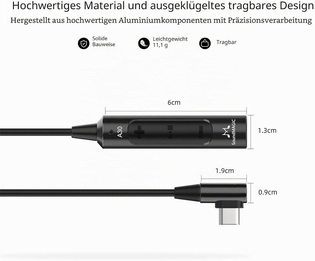SoundMAGIC A30 Tragbarer Kopfhörerverstärker HiFi Stereo Kopfhörerverstärker Hhohe Auflösung DAC Ada