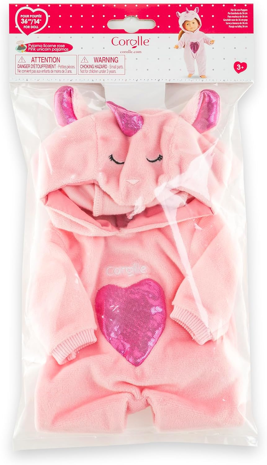 Einhornpyjama pink, für alle 36cm MaCorolle Ankleidepuppen, ab 3 Jahre