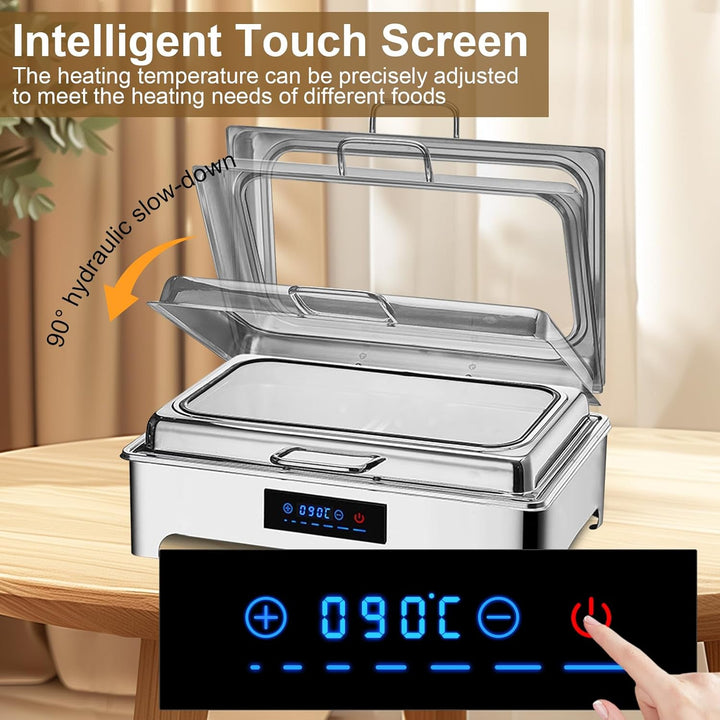 Speisewärmer Buffetwärmer Elektrisch, Commercial Chafing Dish Elektrisch mit LED-Anzeige, Abnehmbare