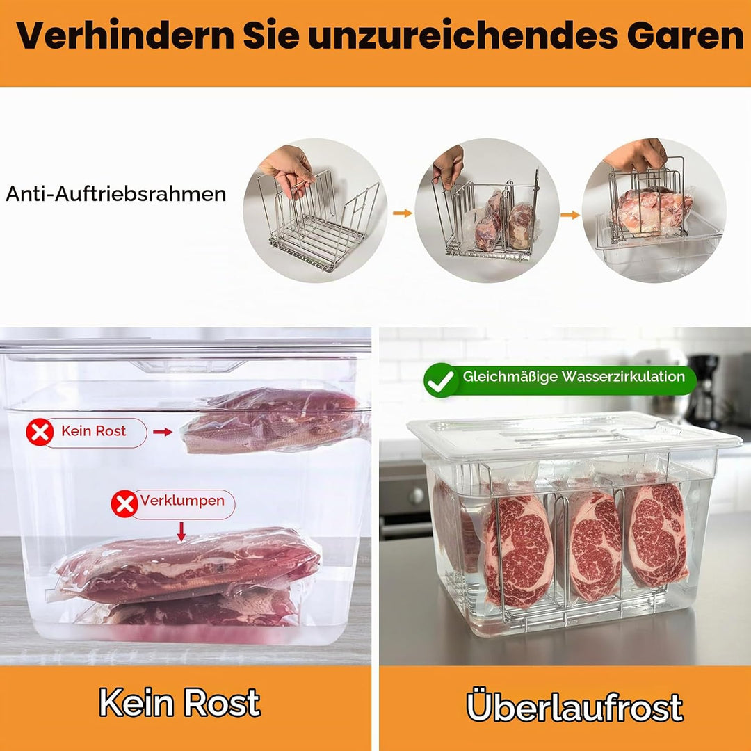 Sous Vide Behälter 11L Mit Deckel und Edelstahl Halterung für Sous Vide Stick Garer Mehrere Marken M