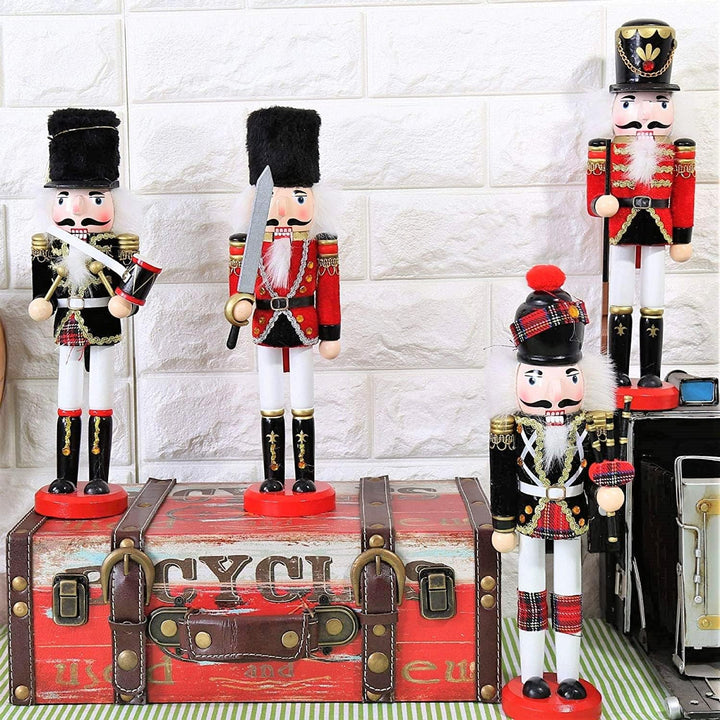 KAHEIGN 2Pcs Nussknacker Figuren Holz Nussknacker Soldaten, 30cm Traditionelle Weihnachten Nussknack