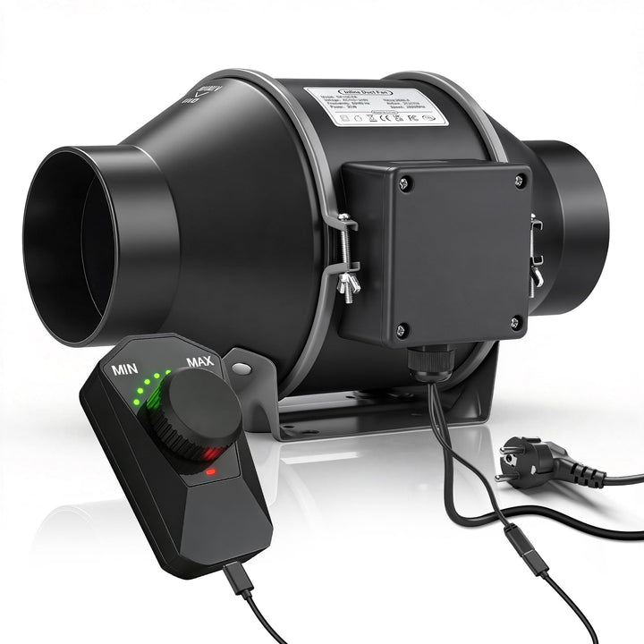 Regelbar Rohrventilator 100mm mit Inverter-EC-Motor, 360m³/h 3000 RPM Inliner Abluftventilator mit D