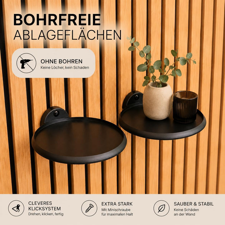 Rundes Plateau für Akustikwandpaneel -Akupanel - Akustikpaneele - Akustikpaneel - 2 Stück - Kein Boh