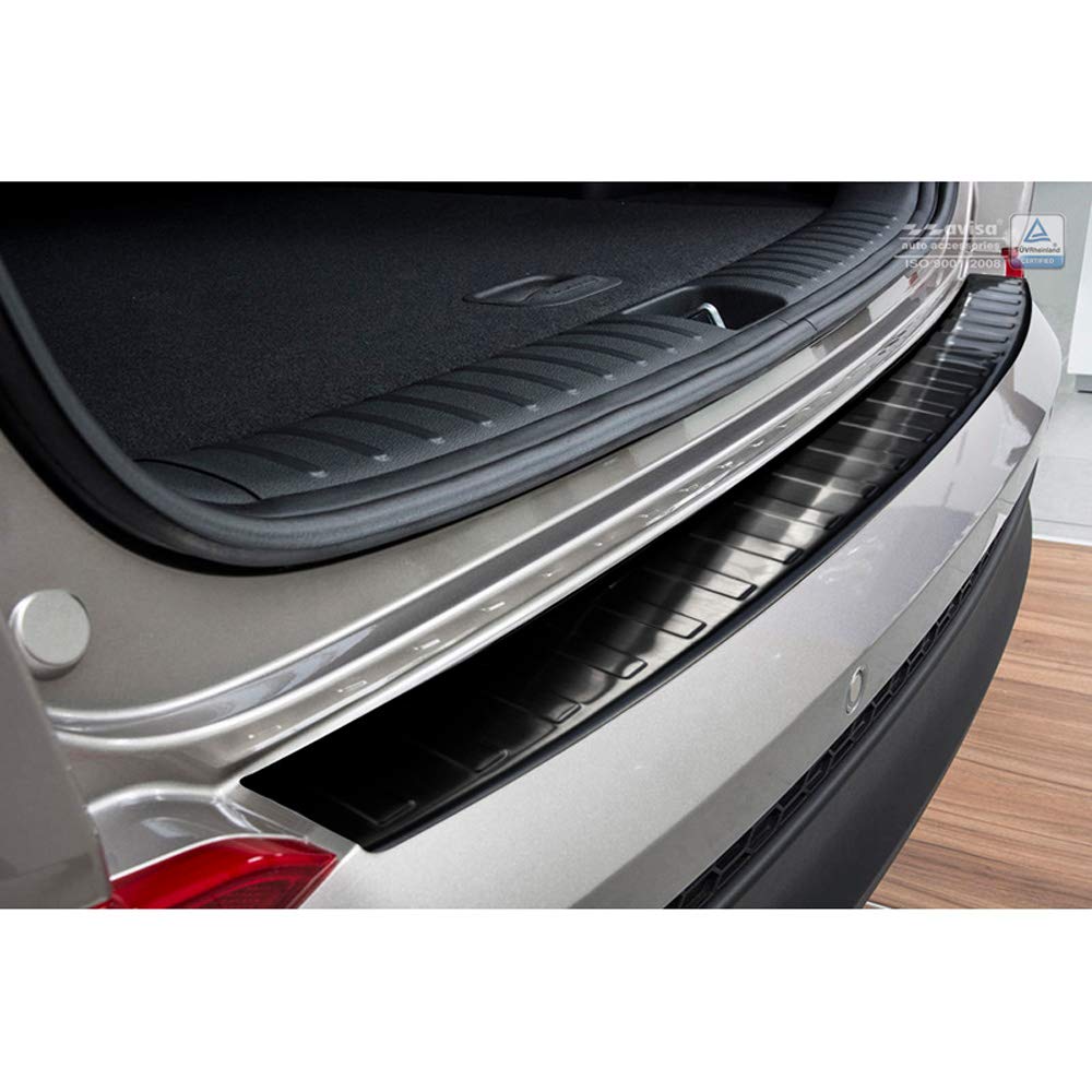 Avisa Schwarz Edelstahl Heckstossstangenschutz kompatibel mit Hyundai Tucson 2015-2018 'Ribs'