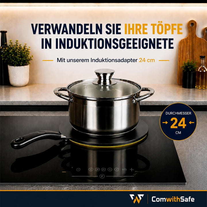 Induktionsadapter, 24 cm, mit abnehmbarem Griff, isoliert, ändert die Farbe nach Gebrauch nicht, Hei