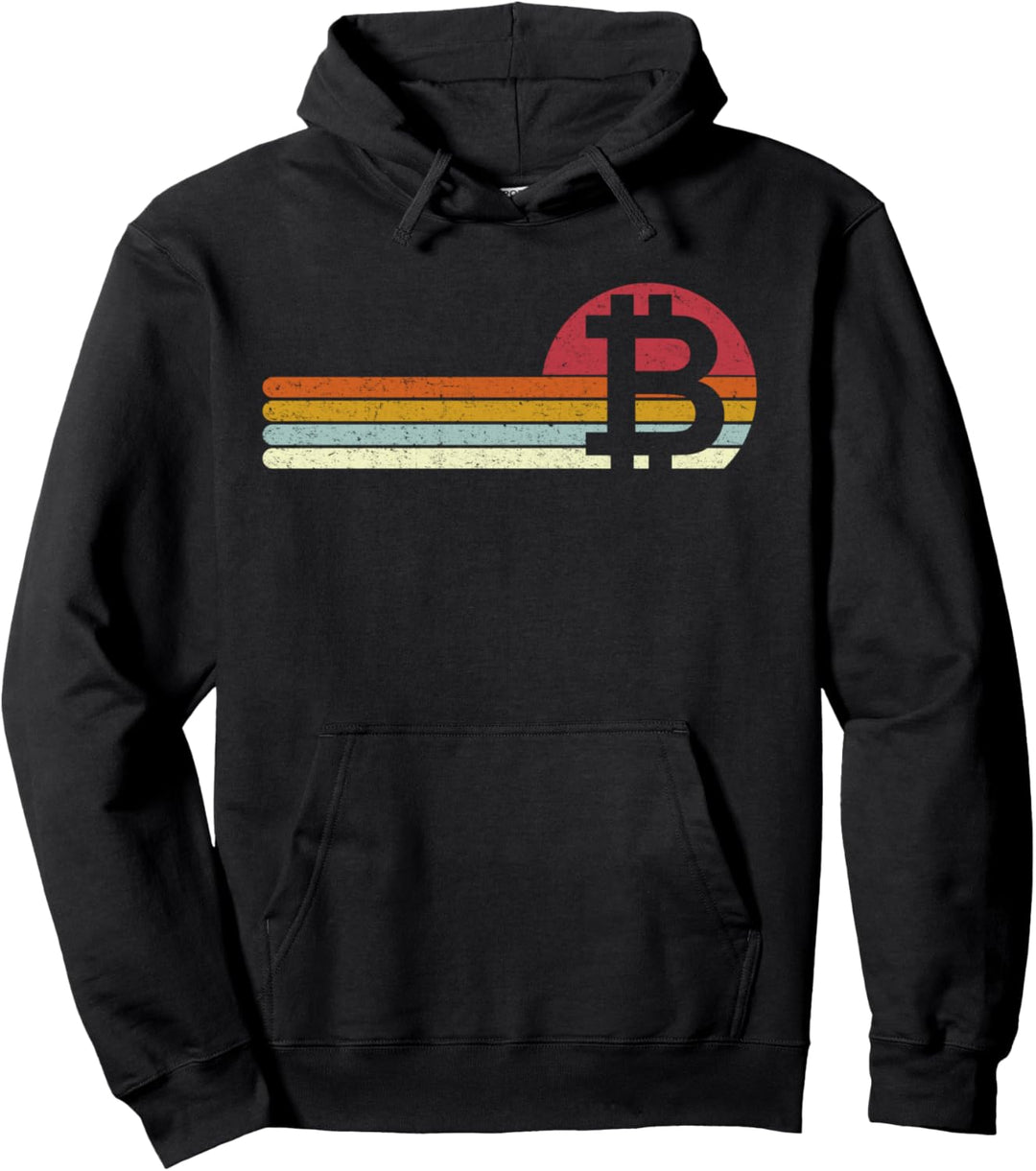 Sunset Btc Bitcoin Distressed Pullover Hoodie