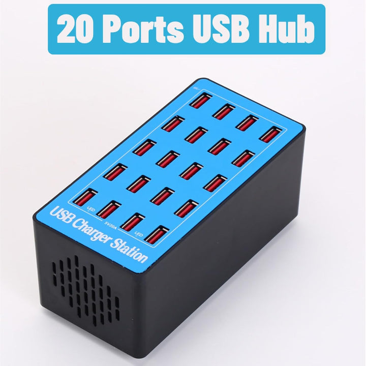 Bewinner USB Ladegerät Mehrfach 20 Ports, 100 W Schnellladegerät 5 V 20 A Schnellladung 20 Anschlüss