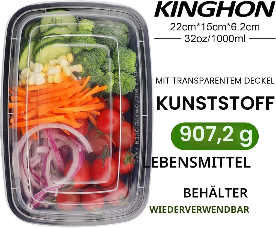 KINGHON 1 Fach Meal Prep Container,Lebensmittel Lagerung mit Luftdichten Deckel,BPA Frei Wiederverwe