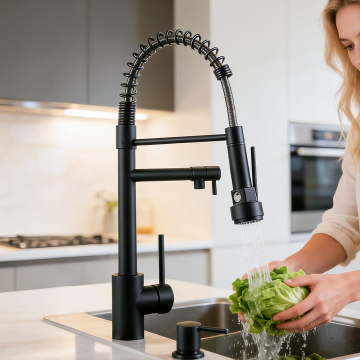 Edelstahl Wasserhahn KüChe,Hochdruck Mischbatterie KüChe mit ausziehbarer Brause,SpüLtischarmatur Zw