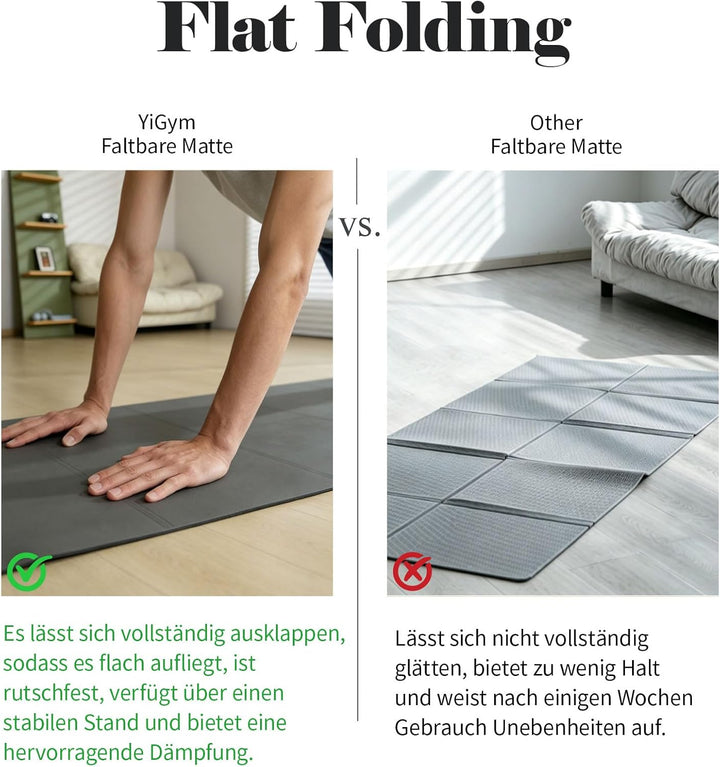 Faltbare Yogamatte TPE+PU Doppelseitige Tragbare Reisematte | Klappbar, Rutschfeste, Tragbare, für S
