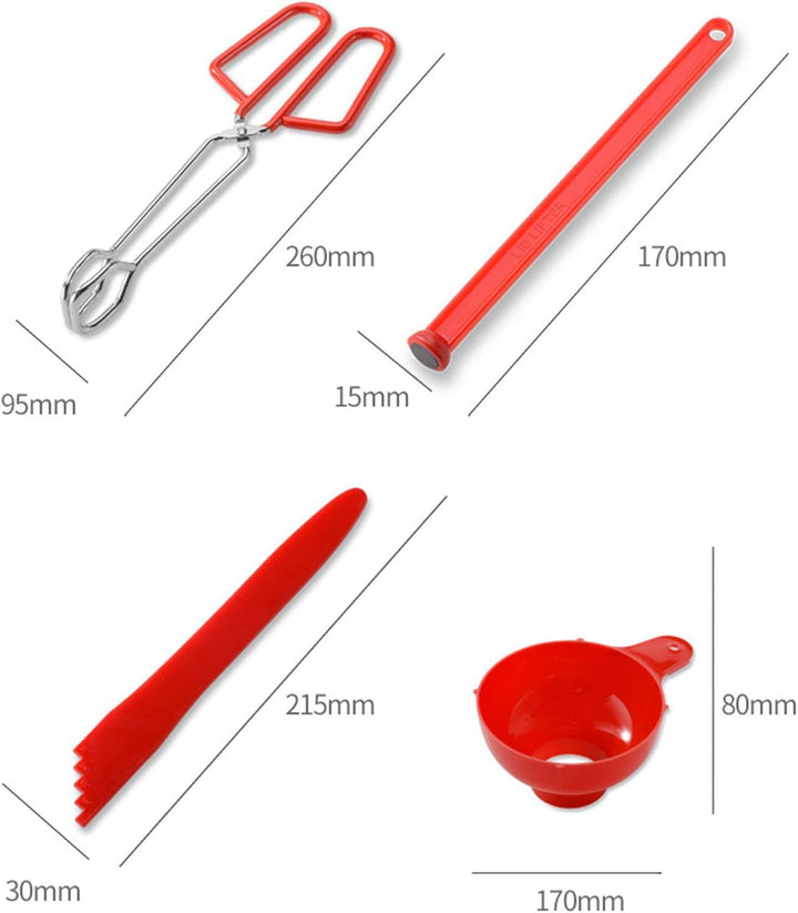 Einmachset 6teilig, Lebensmittelzange, Glasschlüssel, Magnetdeckelheber, Messgerät, Jar Lifter, Tric