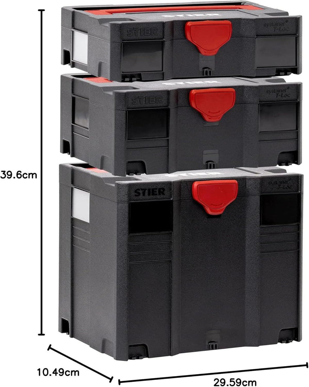 STIER Systainer-Set, 3-teilig, Mit T-Loc I, II & IV + Gratis Micro-Systainer, Genormtes System, Stap