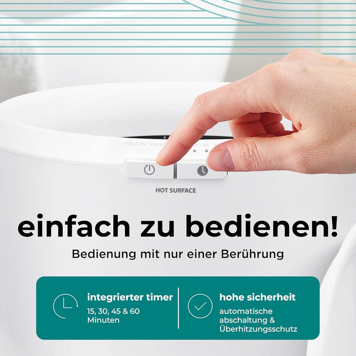 Handtuchwärmer Elektrisch Natur – Kompakter Handtuchheizkörper mit Timer & Überhitzungsschutz, Towel