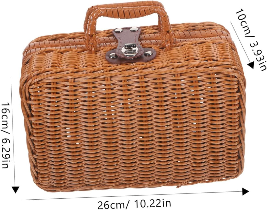 BESPORTBLE Koffer aus Rattanimitat Picknickkorb aus Rattan simuliertes handgewebtes Rattangehäuse Au