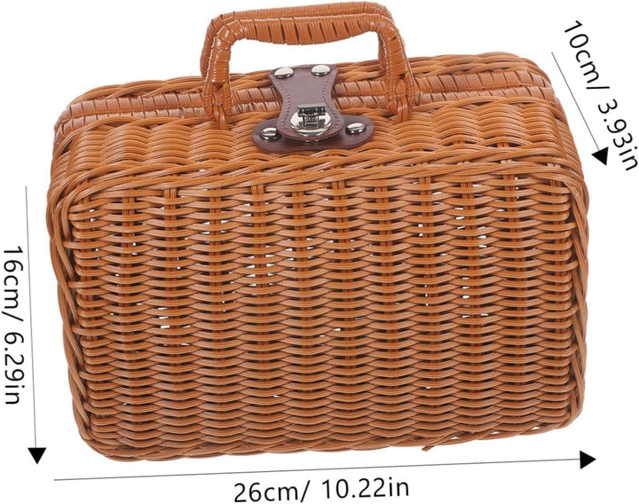 BESPORTBLE Koffer aus Rattanimitat Picknickkorb aus Rattan simuliertes handgewebtes Rattangehäuse Au