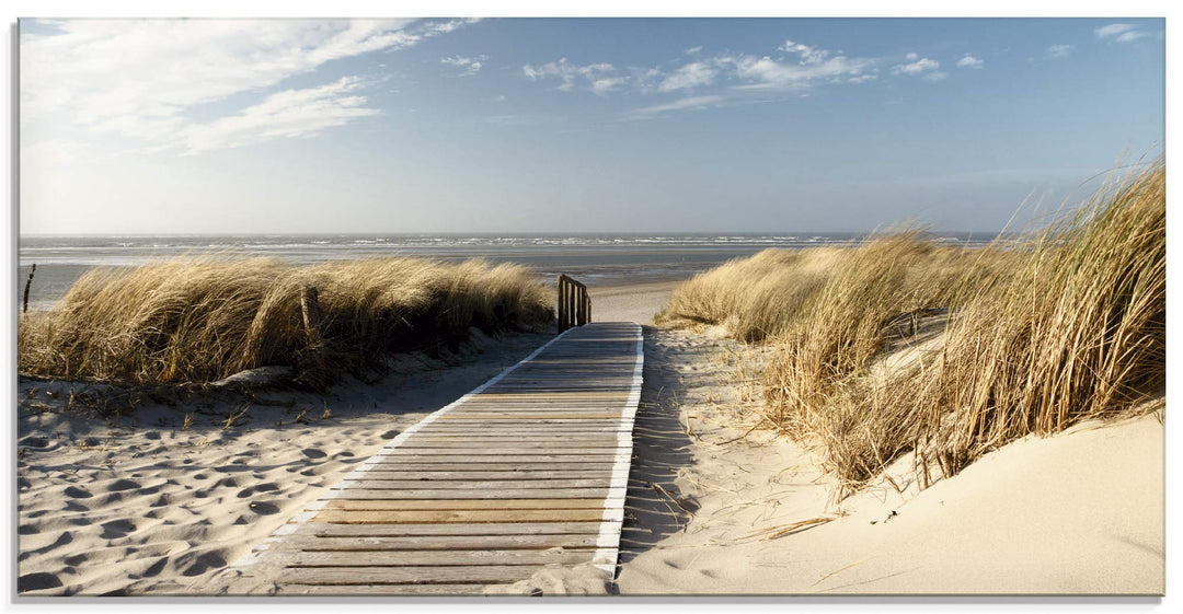 ARTland Glasbilder Wandbild Glas Bild einteilig 100x50 cm Querformat Strand Meer Küste Nordsee Natur