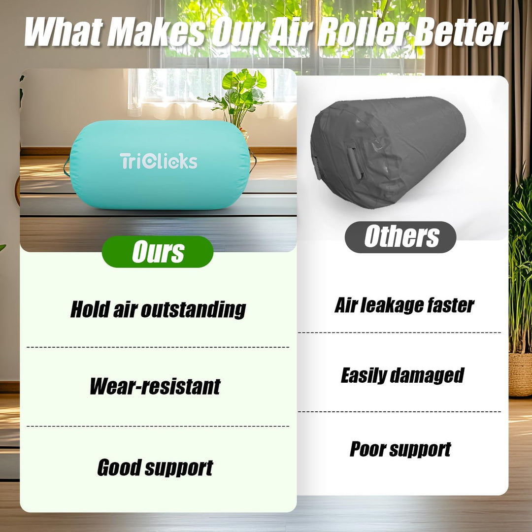 Triclicks Aufblasbare Air Roll Aufblasbare Luft Rollen Air Roller Yoga Roll Gym Air Barrel Gymnastik