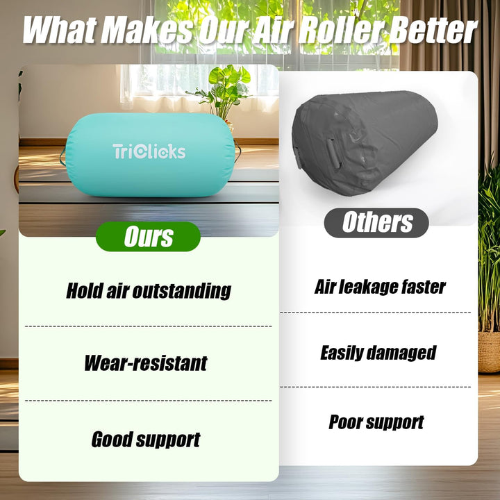 Triclicks Aufblasbare Air Roll Aufblasbare Luft Rollen Air Roller Yoga Roll Gym Air Barrel Gymnastik